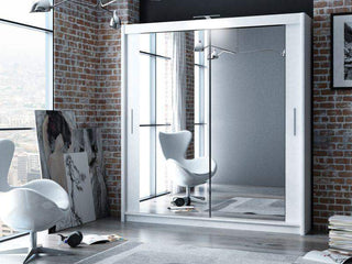 Paris 180 White Wardrobe with Mirror - Msofas LTD