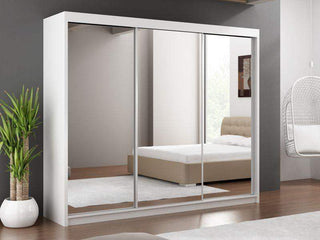 Paris Lux 250 White Wardrobe with Mirror - Msofas LTD