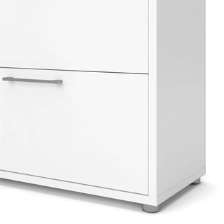 Prima Bookcase 1 Shelf With 2 Drawers + 2 File Drawers In White - Msofas LTD