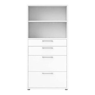 Prima Bookcase 1 Shelf With 2 Drawers + 2 File Drawers In White - Msofas LTD