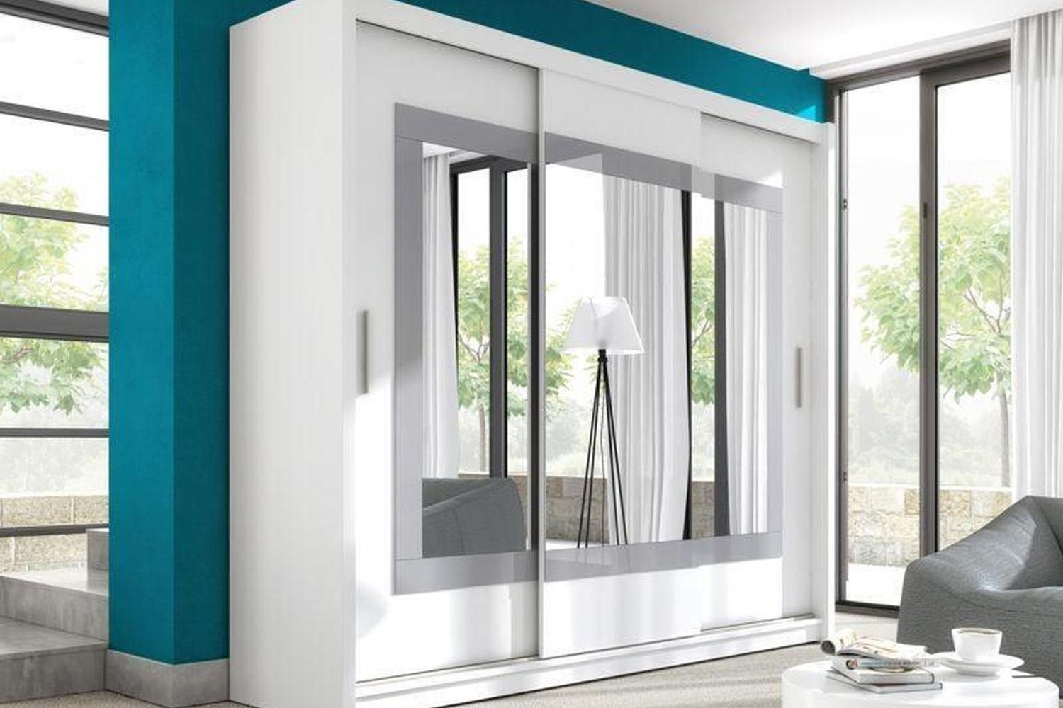 Preston 250 White Sliding Wardrobe With Mirror