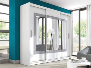 Preston 250 White Wardrobe with Mirror - Msofas LTD