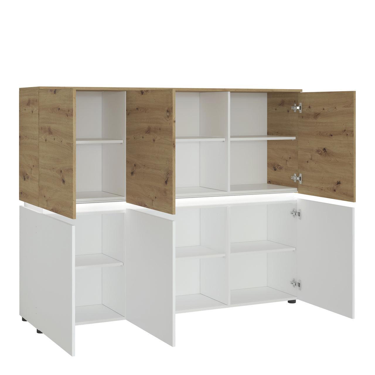 Luci 6 Door Cabinet in White and Oak