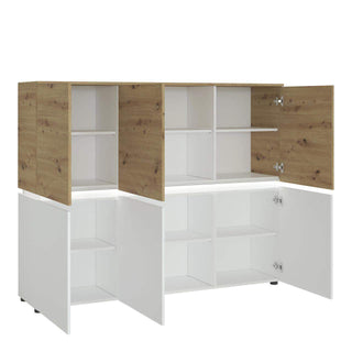 Luci 6 Door Cabinet in White and Oak - Msofas LTD