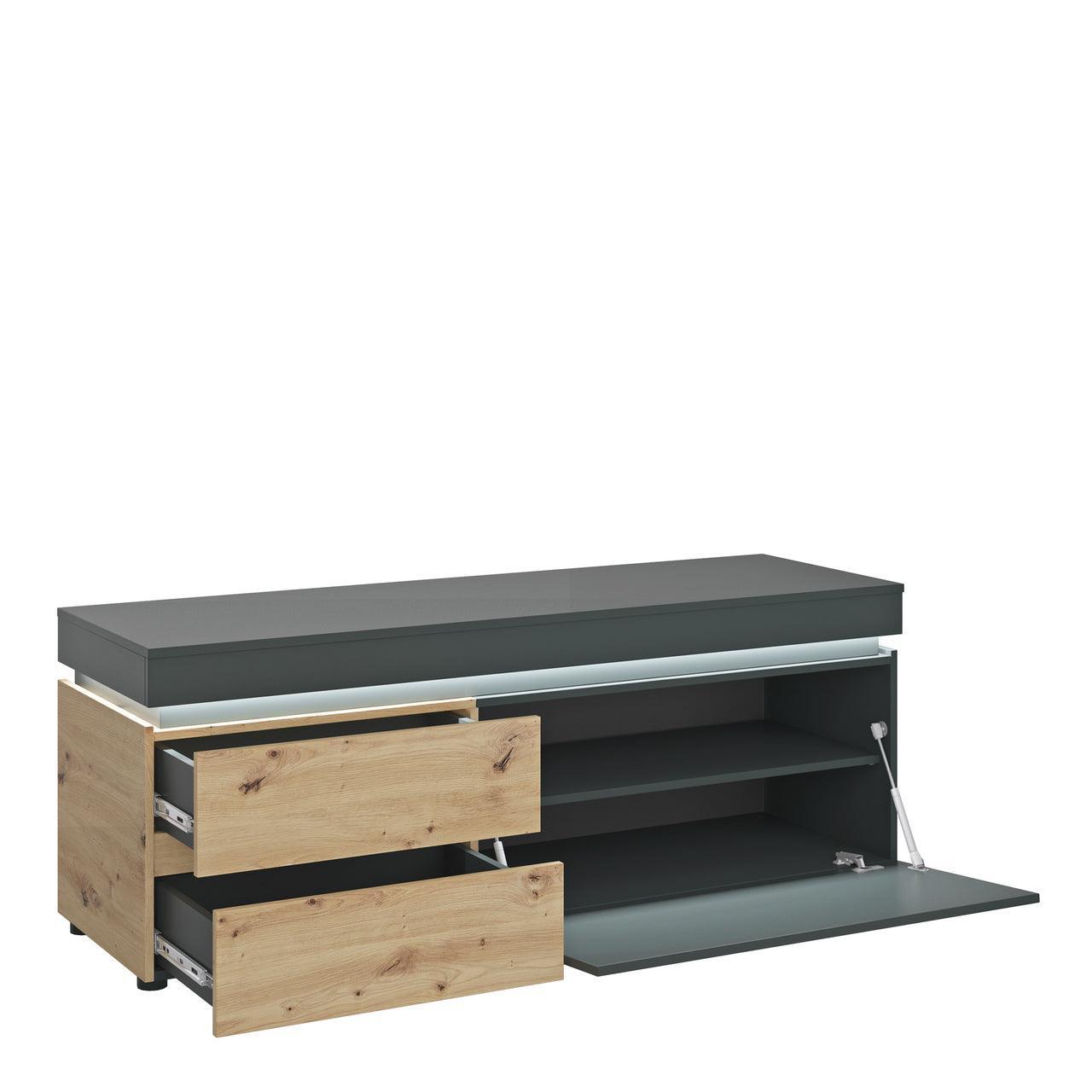 Luci 1 Door 2 Drawer TV Unit in Platinum and Oak