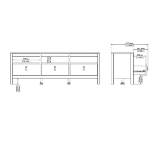 Madrid Tv-Unit 3 Drawers in White - Msofas LTD