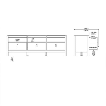 Madrid Tv-Unit 3 Drawers in White