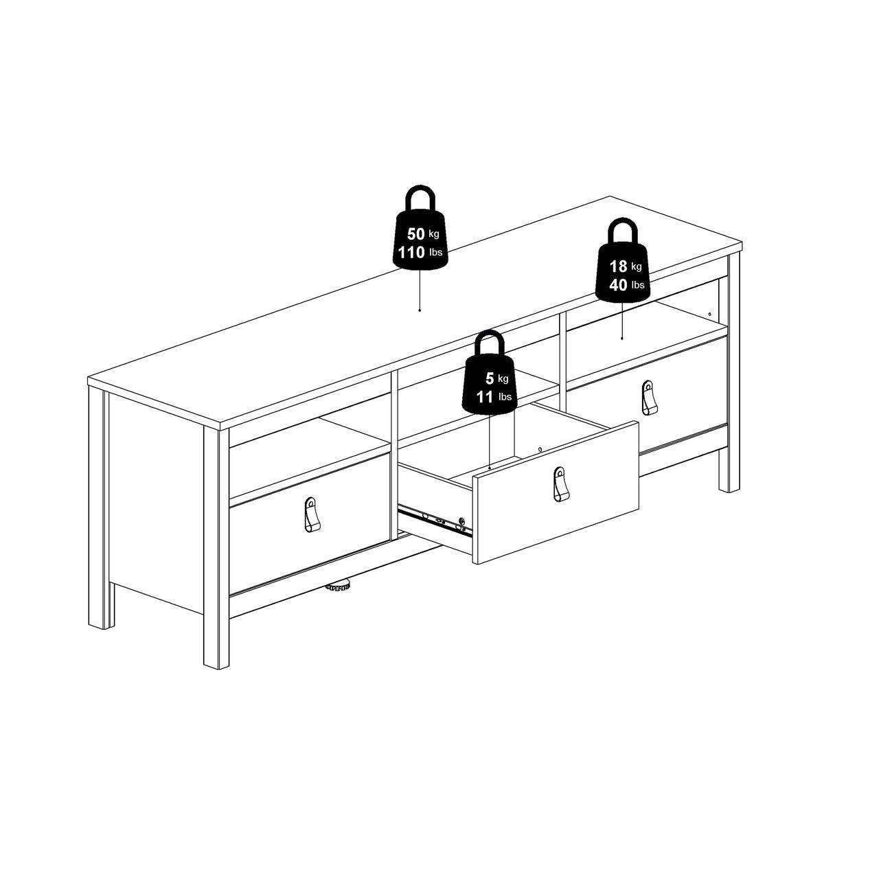 Madrid Tv-Unit 3 Drawers in White