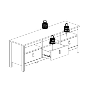 Madrid Tv-Unit 3 Drawers in White - Msofas LTD