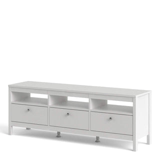 Madrid Tv-Unit 3 Drawers in White - Msofas LTD