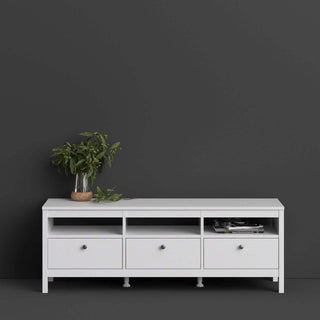 Madrid Tv-Unit 3 Drawers in White - Msofas LTD