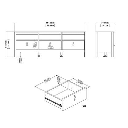 Madrid Tv-Unit 3 Drawers in White