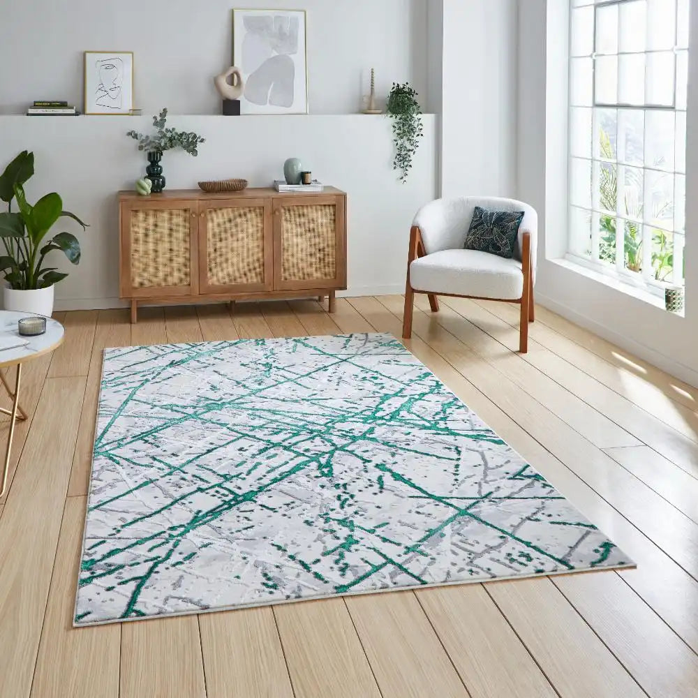 Artemis B8403A Decorative Green and Silver Area Rug
