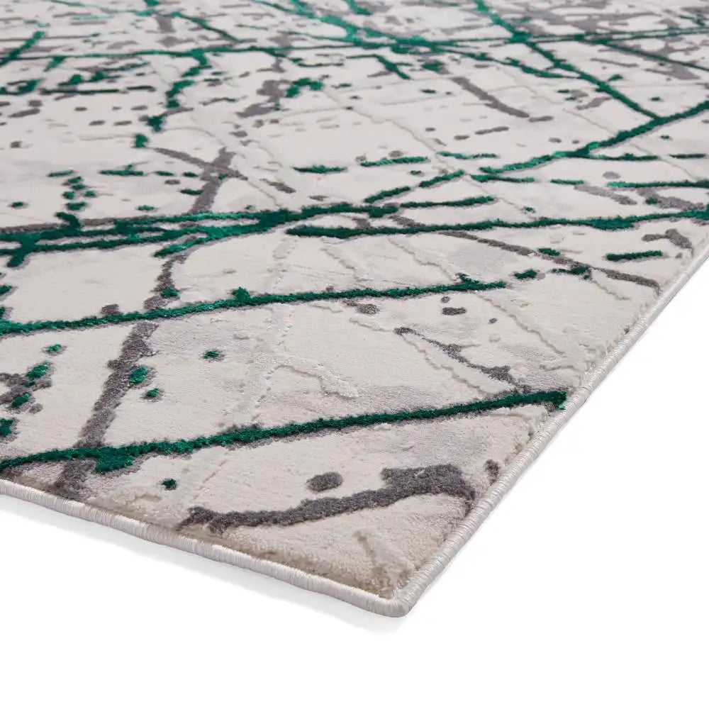 Artemis B8403A Decorative Green and Silver Area Rug
