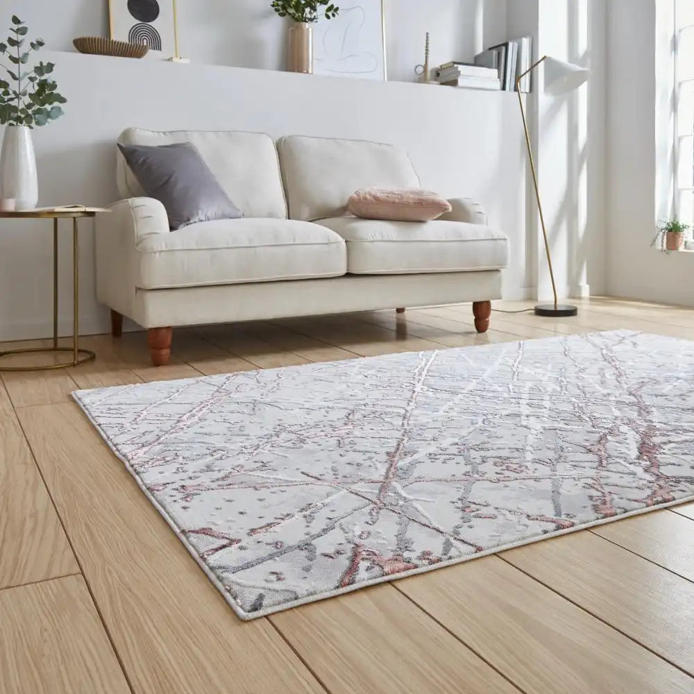 Artemis B8403A Contemporary Pink and Silver Area Rug