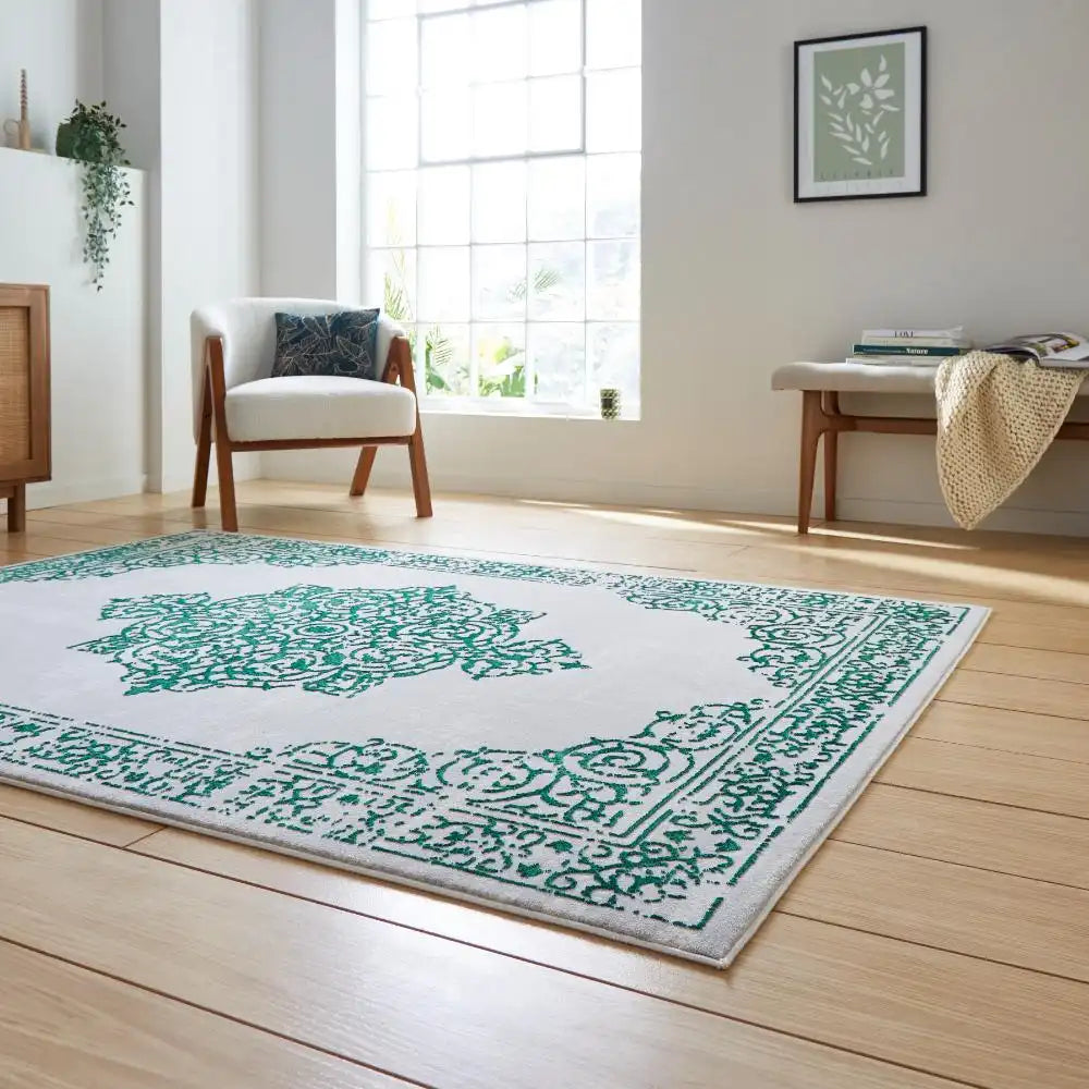 Artemis B9076A Premium Green and Silver Area Rug