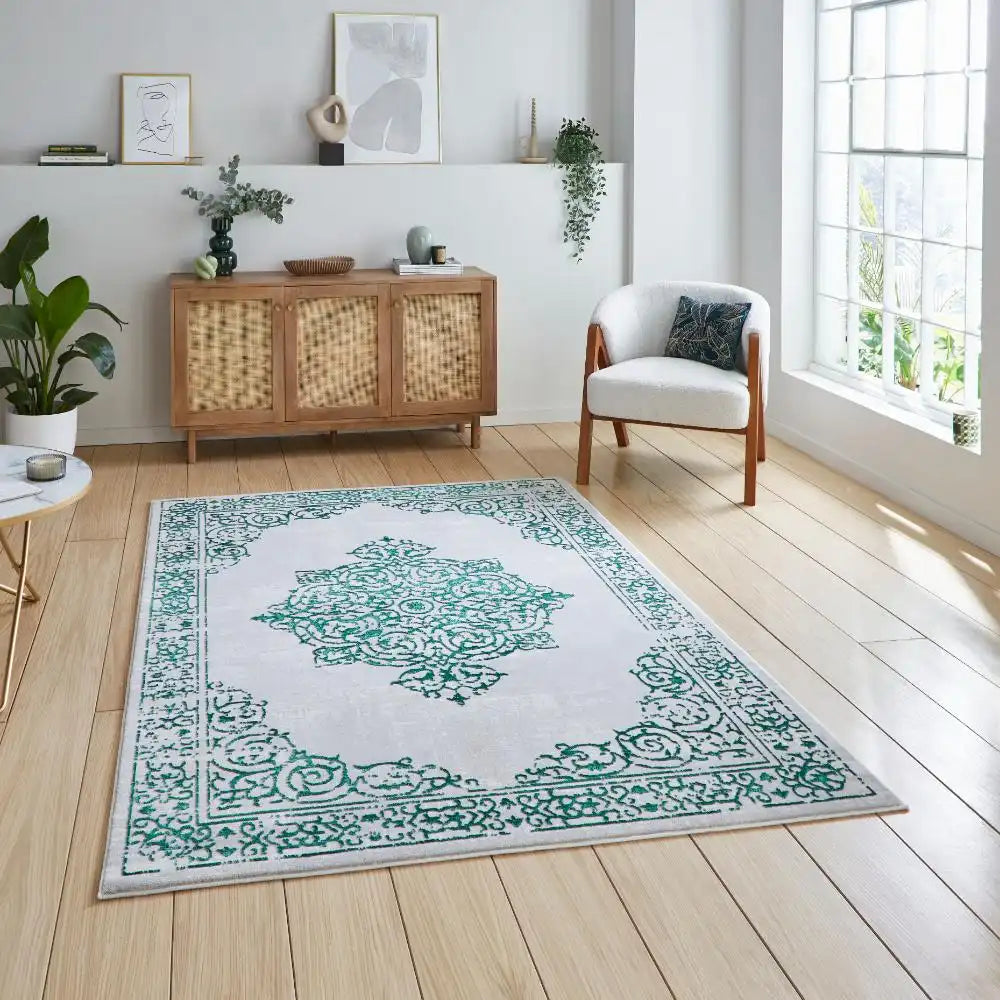 Artemis B9076A Premium Green and Silver Area Rug