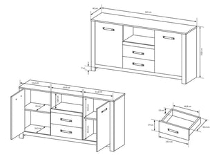 Sand Sideboard with Drawers 165 - Msofas LTD