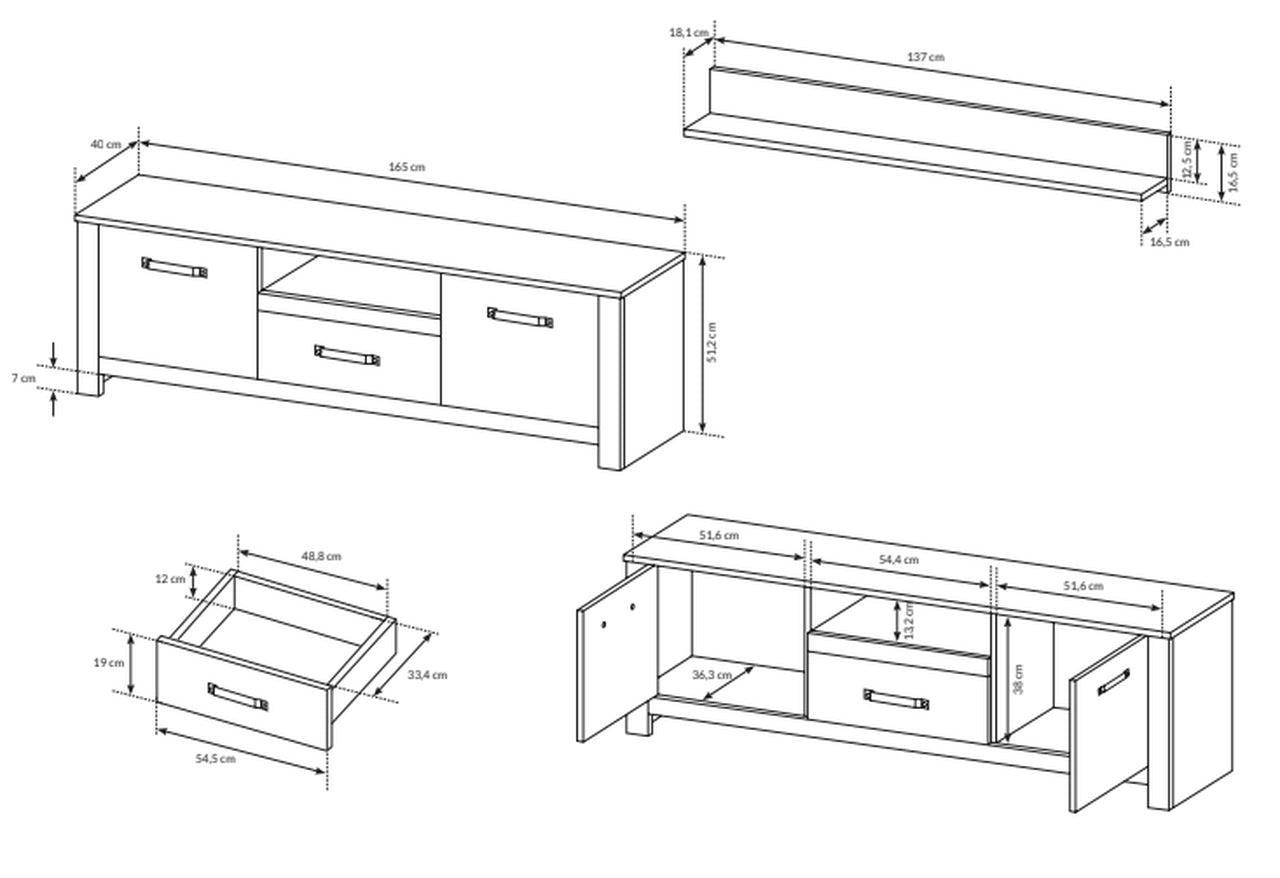 Sand TV Unit + Shelf 