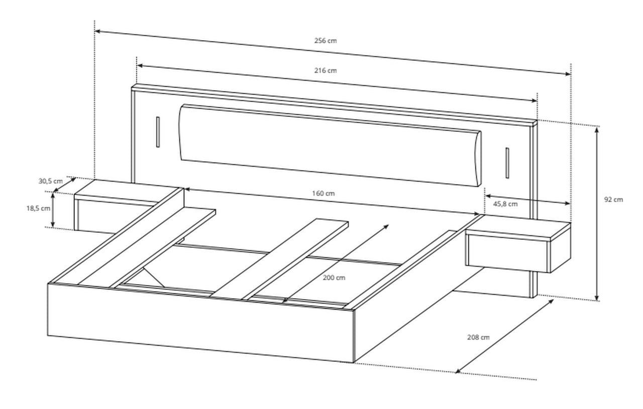 Sega Bed with 2 Bedside Tables