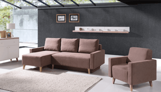 Oviedo Corner Sofa Bed Brown - Msofas LTD