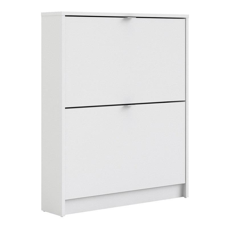 Shoe Cabinet 2 tilting doors White Fast Delivery