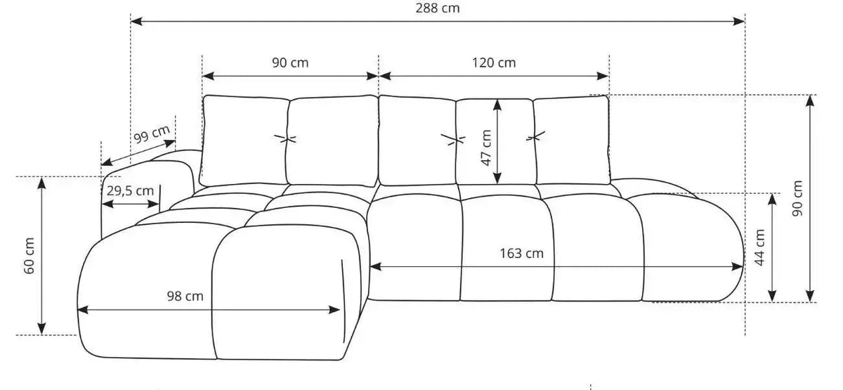 Soho Corner Sofa Bed With Storage dimensions