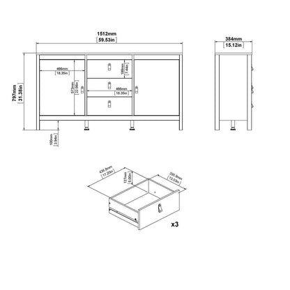 Madrid Sideboard 2 Doors + 3 Drawers in White