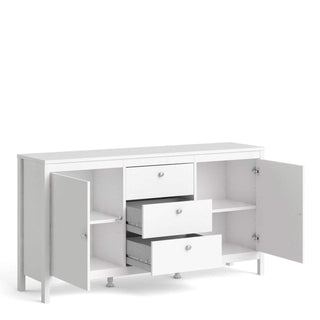 Madrid Sideboard 2 Doors + 3 Drawers in White - Msofas LTD