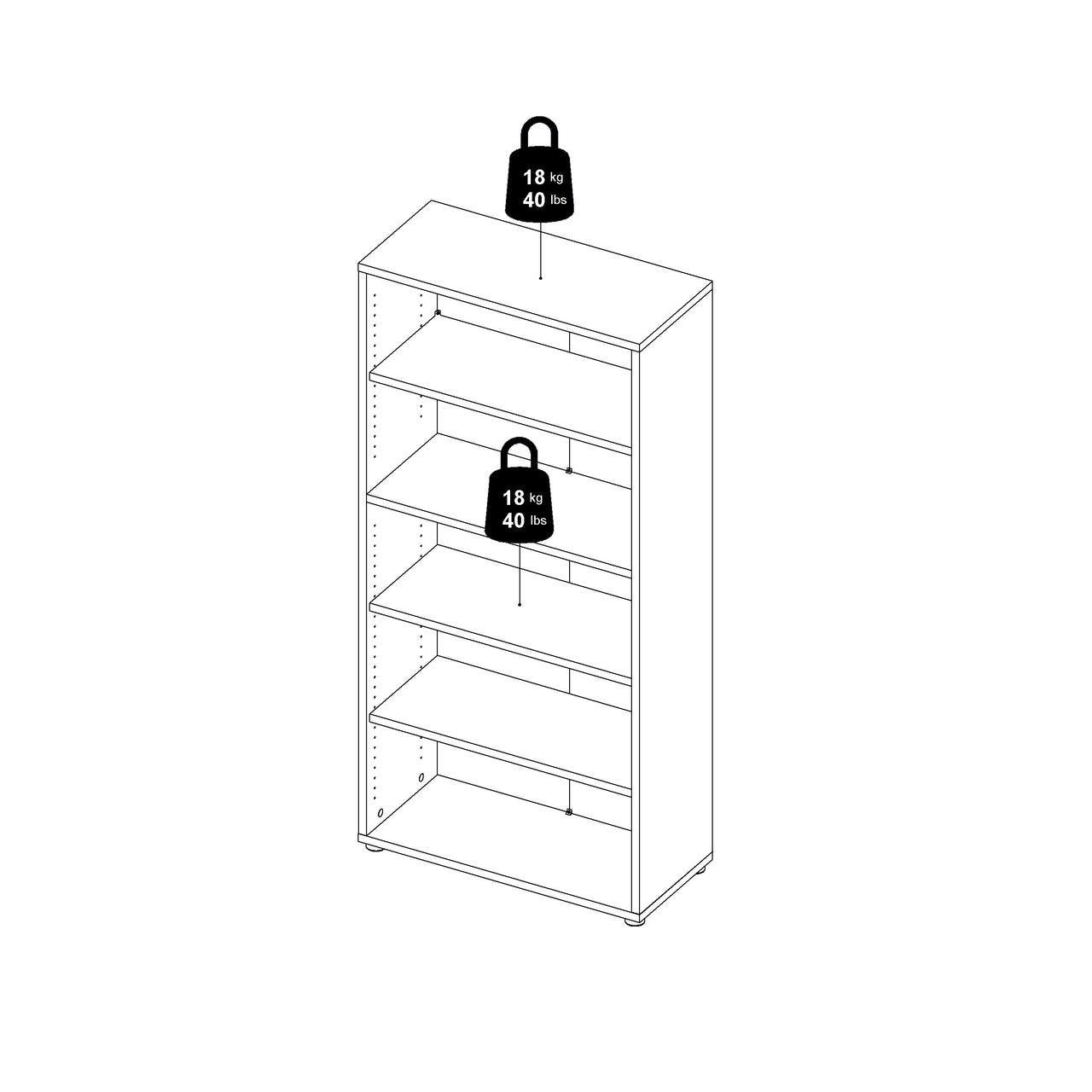 Prima Bookcase 2 Shelves with 2 Drawers and 2 Doors in Black Woodgrain