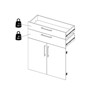 Prima Bookcase 2 Shelves with 2 Drawers and 2 Doors in Black Woodgrain - Msofas LTD