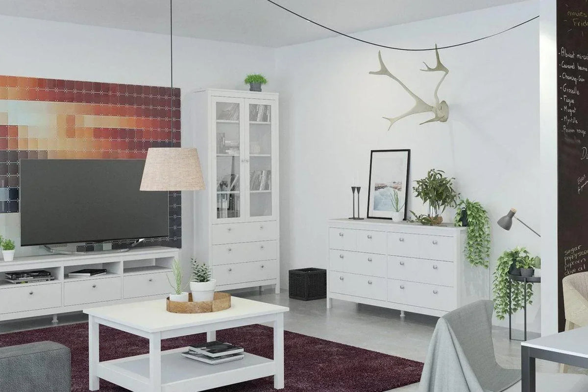 Madrid China Cabinet 2 Doors + 3 Drawers In White