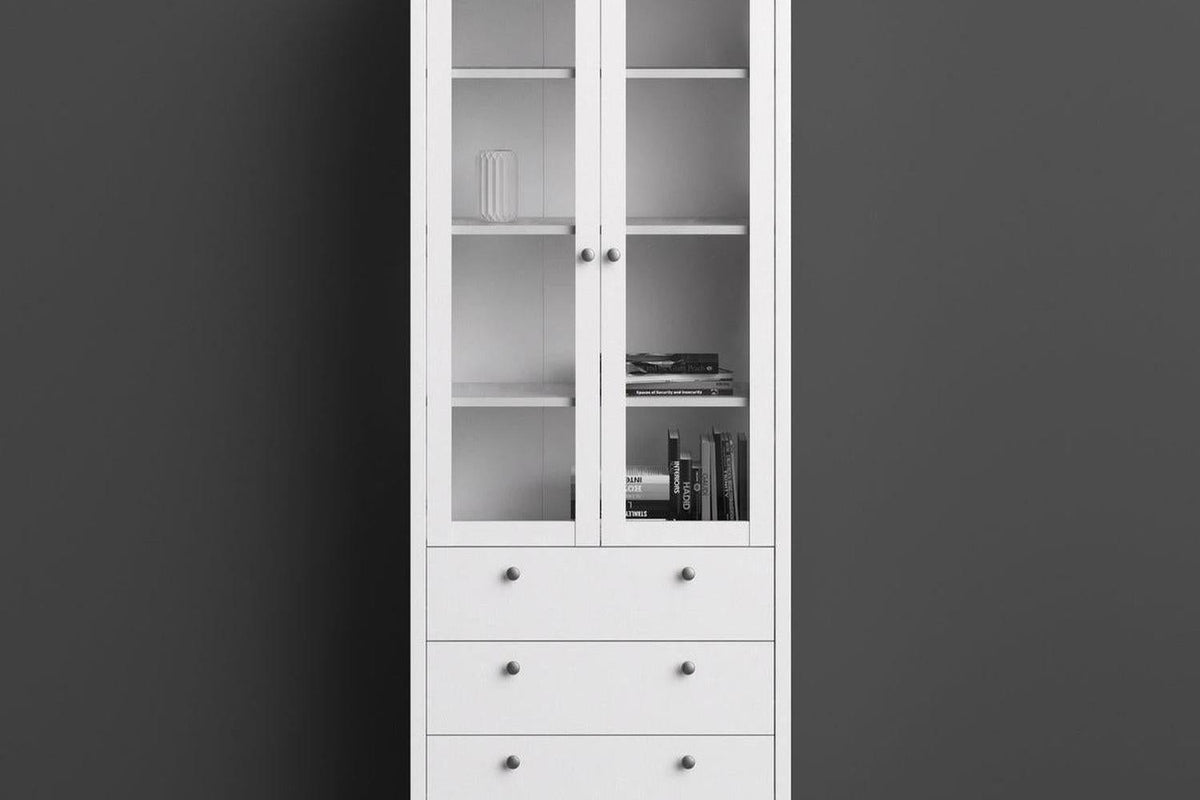 Madrid China Cabinet 2 Doors + 3 Drawers In White