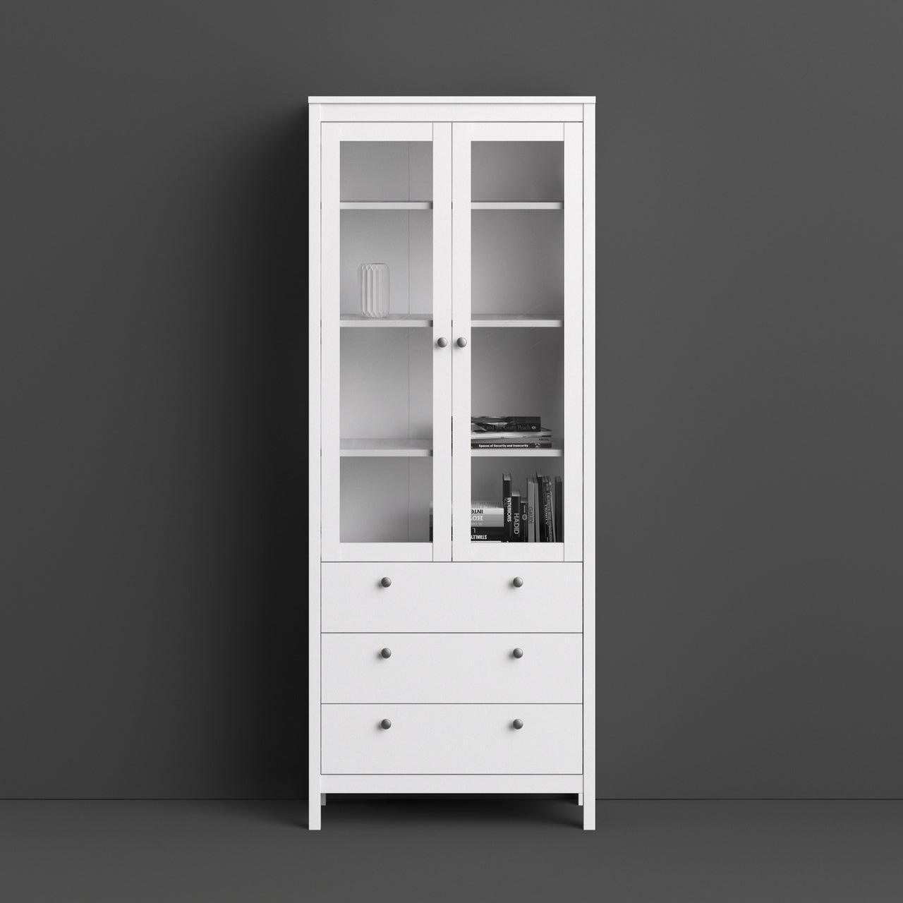 Madrid China Cabinet 2 Doors + 3 Drawers in White