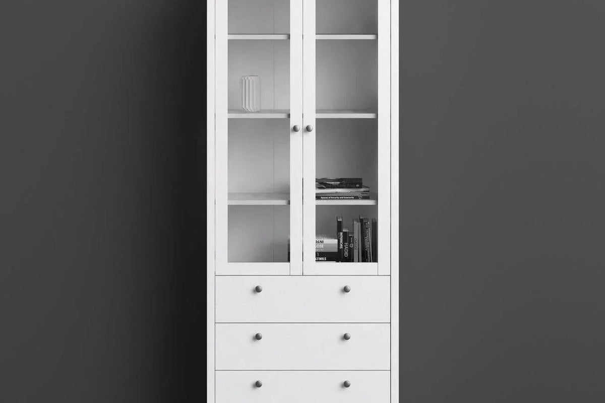 Madrid China Cabinet 2 Doors + 3 Drawers In White