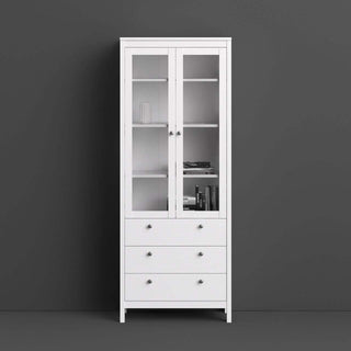 Madrid China Cabinet 2 Doors + 3 Drawers in White - Msofas LTD