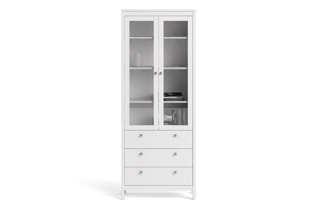 Madrid China Cabinet 2 Doors + 3 Drawers In White
