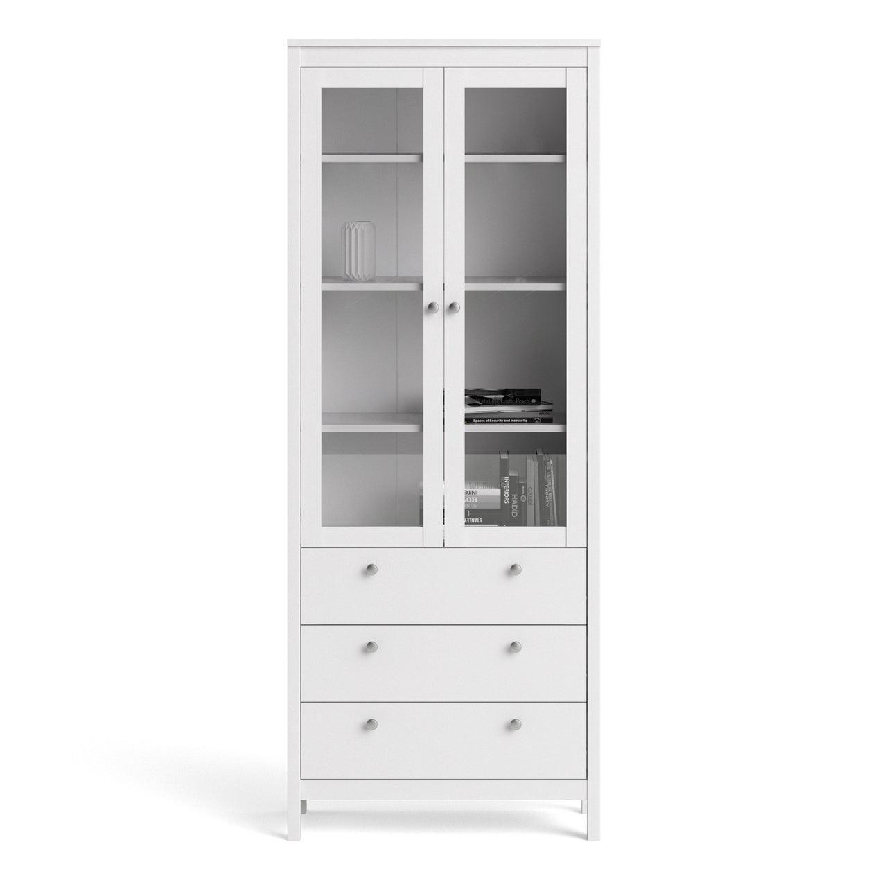 Madrid China Cabinet 2 Doors + 3 Drawers in White