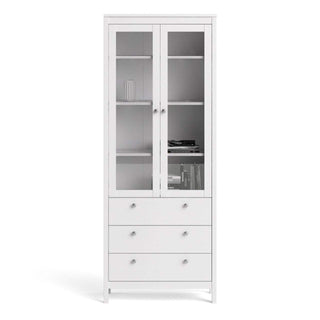 Madrid China Cabinet 2 Doors + 3 Drawers in White - Msofas LTD