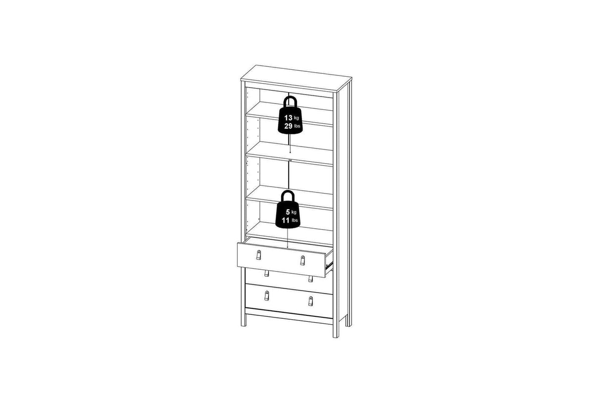 Madrid China Cabinet 2 Doors + 3 Drawers In White