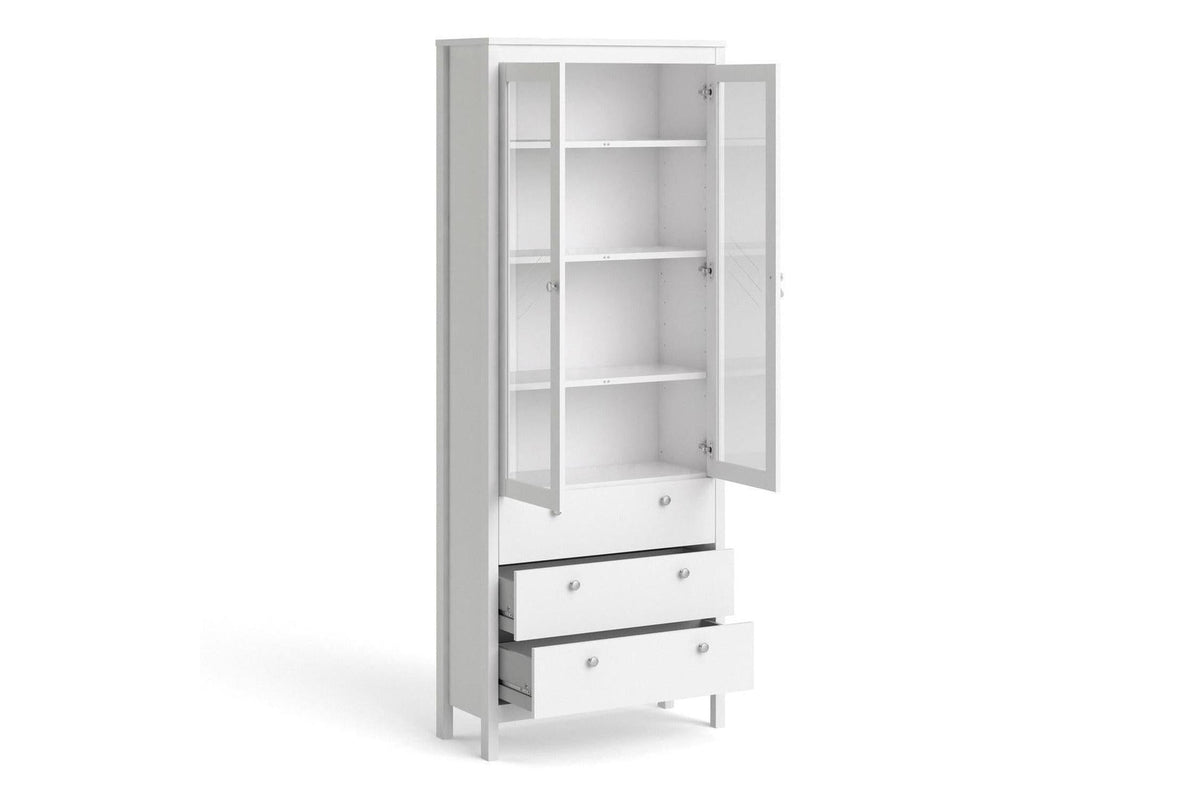 Madrid China Cabinet 2 Doors + 3 Drawers In White