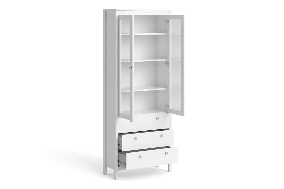 Madrid China Cabinet 2 Doors + 3 Drawers In White