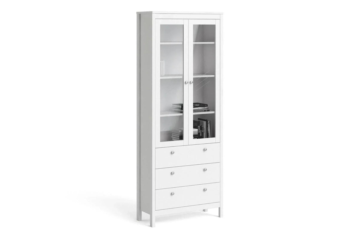 Madrid China Cabinet 2 Doors + 3 Drawers In White