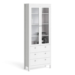 Madrid China Cabinet 2 Doors + 3 Drawers in White - Msofas LTD