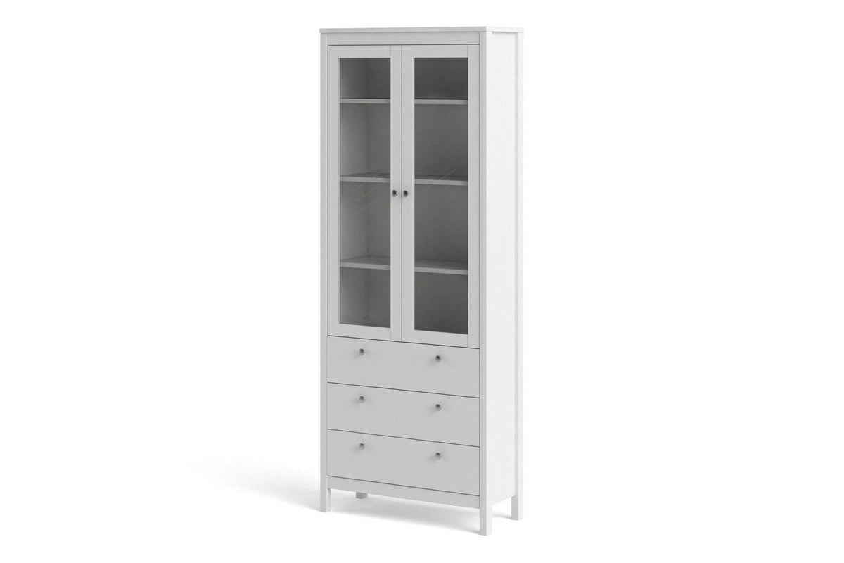 Madrid China Cabinet 2 Doors + 3 Drawers In White