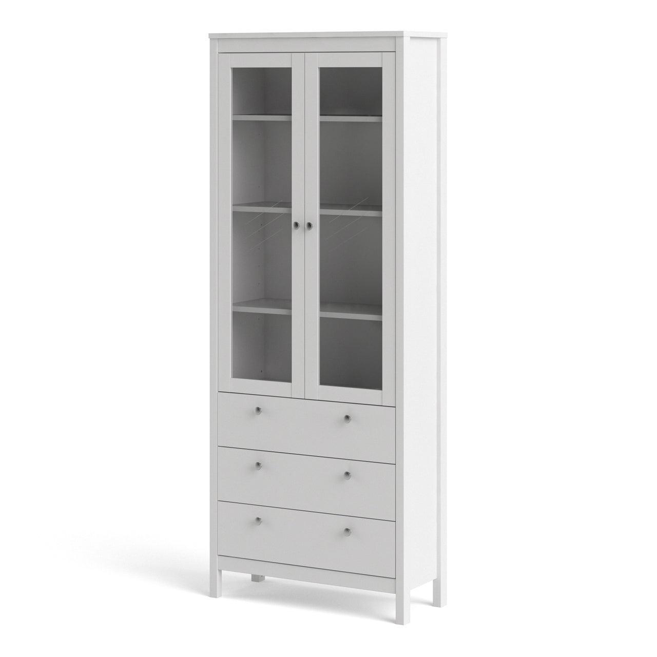 Madrid China Cabinet 2 Doors + 3 Drawers in White