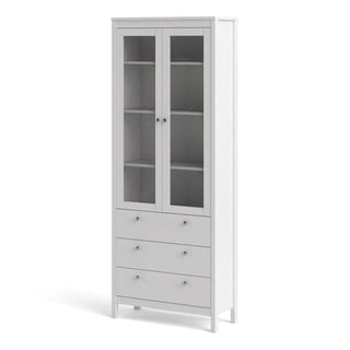 Madrid China Cabinet 2 Doors + 3 Drawers in White - Msofas LTD