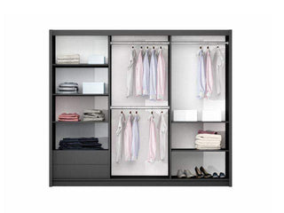 Tunis 250 Black Wardrobe with Mirror - Msofas LTD