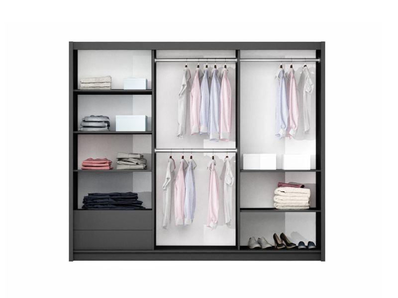 Tunis 250 Graphite Wardrobe with Mirror