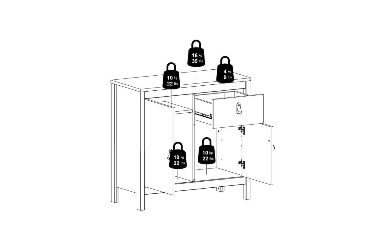 Madrid Sideboard 2 Doors + 1 Drawer In Matt Black